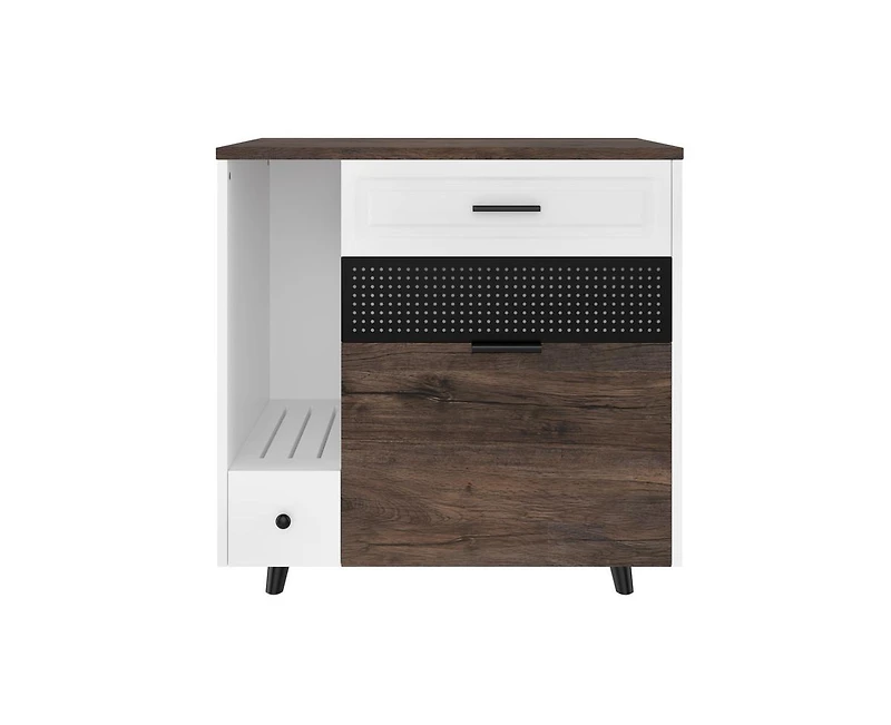 32" Kitchen Cabinet Hidden with 2 Drawers and Door, Cat House End Table