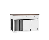 Casainc 55.1" Dog Crate Kennel with 3 Storage Drawers and Sliding Barn Door