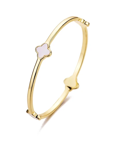 Adornia Gold Mother of Pearl Clover Bangle Bracelet