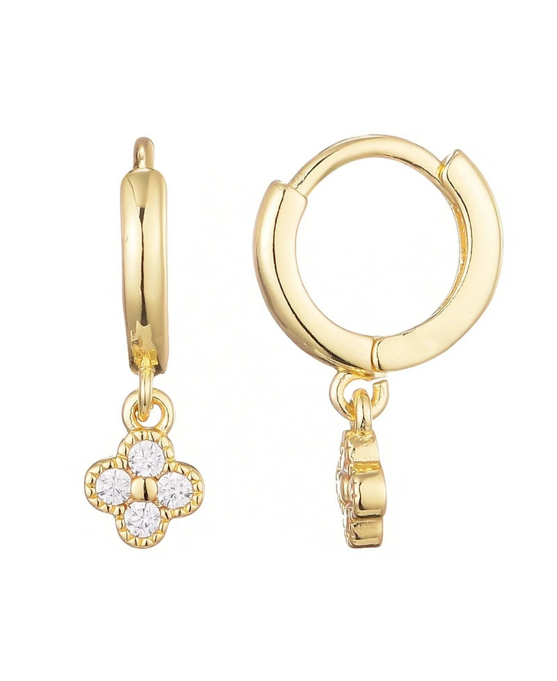 Adornia Cubic Zirconia Extra Mini Clover Dangle Huggie Earrings
