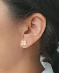Adornia Button Clover Cubic Zirconia Halo Stud Earrings