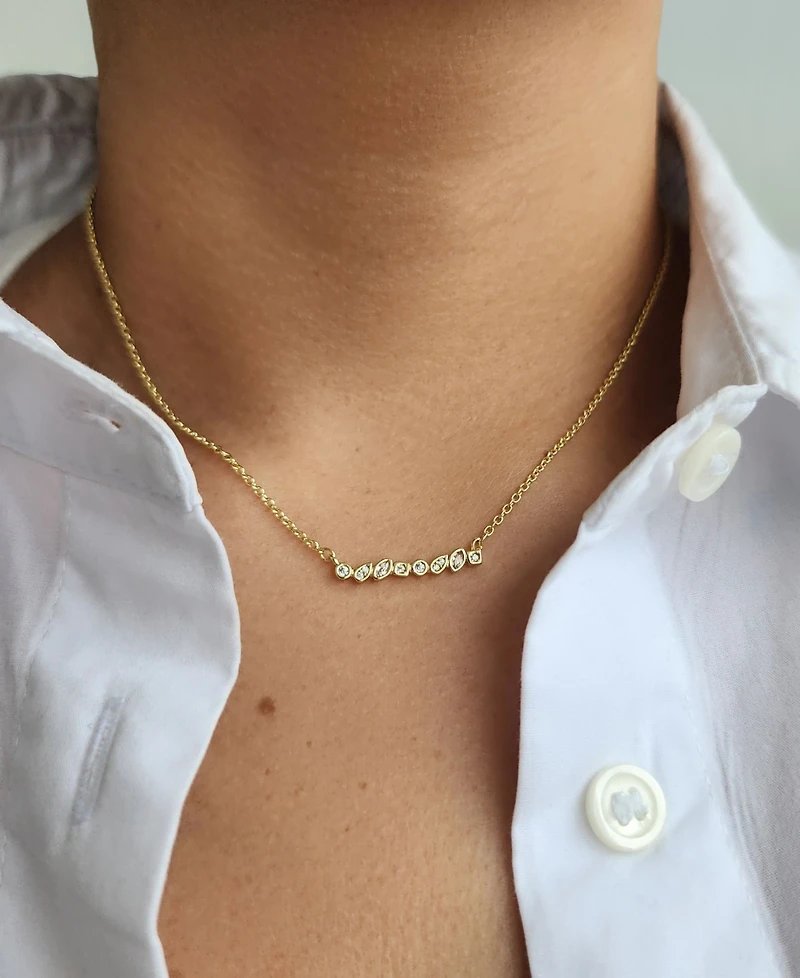 Adornia Gold Crystal Dainty Mixed Shape Bar Necklace