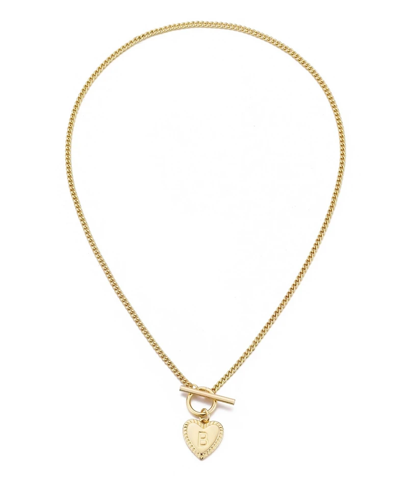Adornia Gold Heart Initial Toggle Necklace