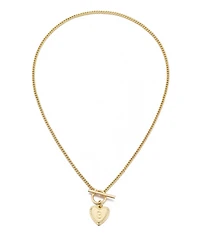 Adornia Gold Heart Initial Toggle Necklace