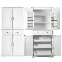 Casainc 71" Kitchen Pantry Cabinet with Pull-Out Organizers, 6 Door Shelves & Drawers