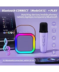 Zealsound Mini Karaoke Machine for Kids, Bluetooth Speaker with 2 Wireless Mics, Led Lights, Fun Birthday Gift for Girls & Boys, Ages 3-12+ (Purple)