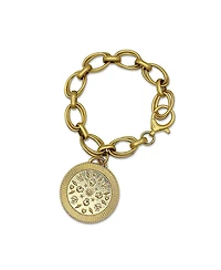 Bowood Lane 14k Gold Plated Double Sided Coin On 12k Multi Ring Chain Bracelet
