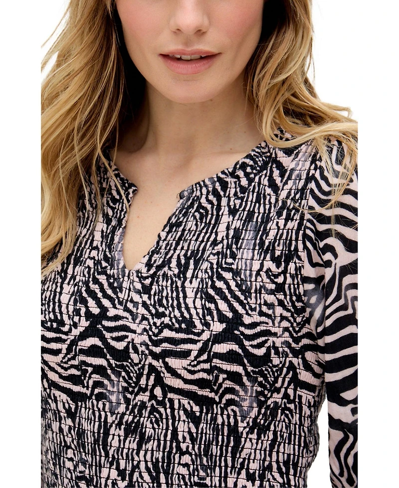 Raffya Women's Paulina Shirred Bodice Zebra Print Maxi Dress