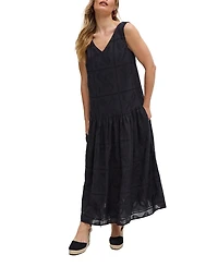 Raffya Women's Squire All Over Cut Work Drop Waist Midi Dress