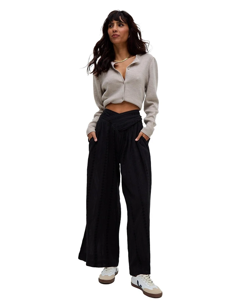 Raffya Women's Farrah Wide Leg Jacquard Trouser