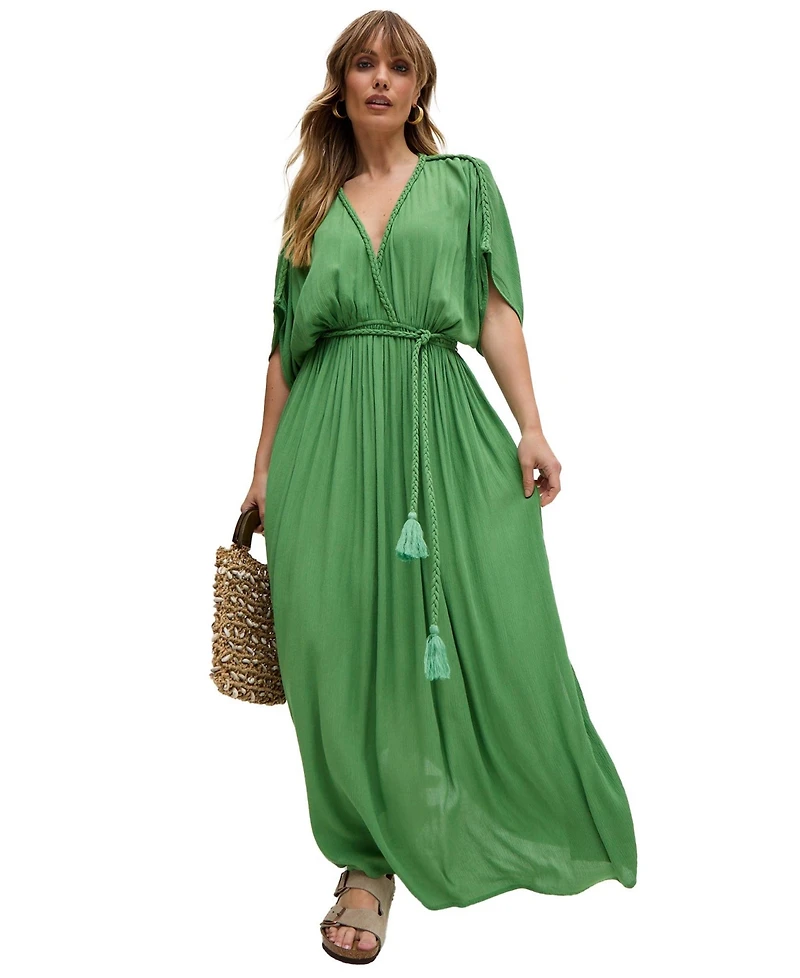 Raffya Women's Diamond Plait Neck Maxi Dress