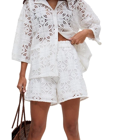 Raffya Women's Shelli All Over Broderie Anglaise Shorts