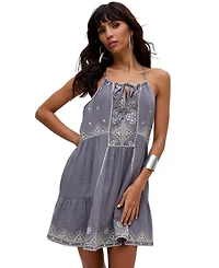 Raffya Women's Jen Tiered All Over Embroidered Mini Dress