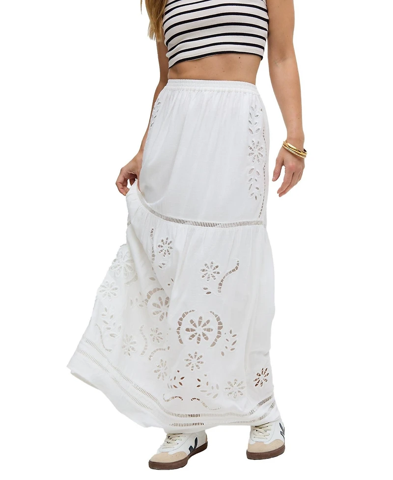 Raffya Women's Georgina Lace Paneled Maxi Skirt