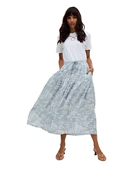 Raffya Women's Bonnie Shirred Waist Warhol Print Midi Skirt