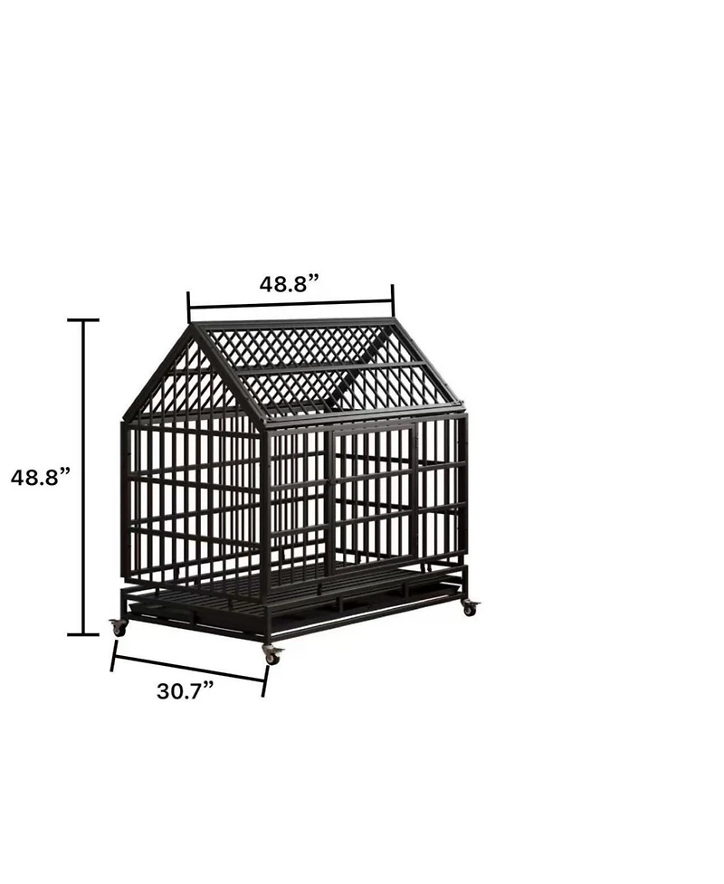 Streamdale Furniture Heavy Duty Folding Dog Crate with Wheels & Tray