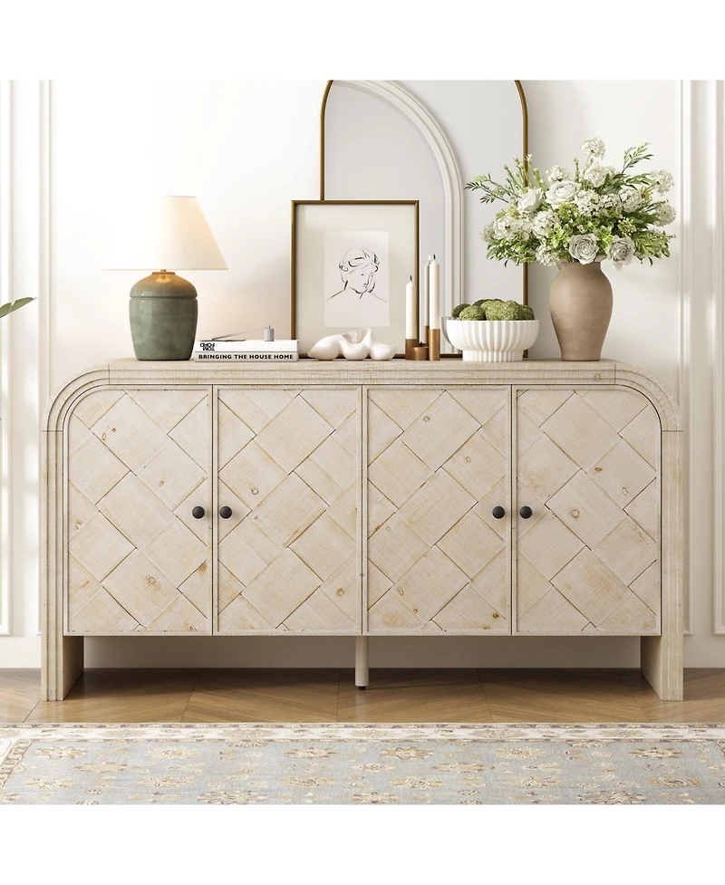 Streamdale Furniture Woven Wood Slat Door Sideboard