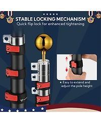 Yescom Ez Go 25ft Eagle Topper Telescopic Flag Pole Kit Solar Light Outside 3x5' Us Flag Ball Top, Black