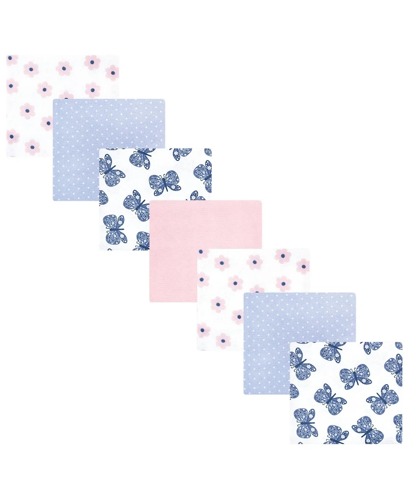 Hudson Baby Girls 7pk Cotton Flannel Receiving Blankets Bundle