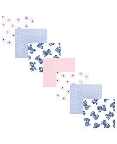 Hudson Baby Girls 7pk Cotton Flannel Receiving Blankets Bundle