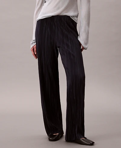 Calvin Klein Women's Plisse Pull-On Wide-Leg Pants