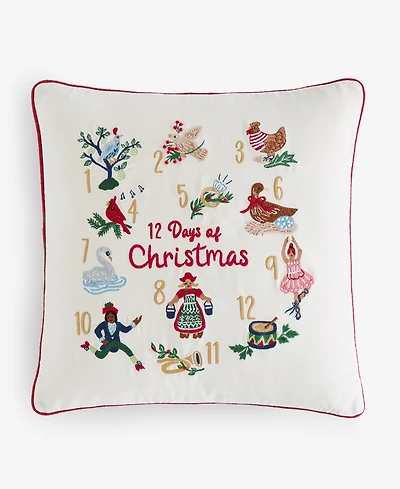 Holiday Lane 12 Days of Christmas Decorative Pillow, 20" x 20", Macy's Exclusive