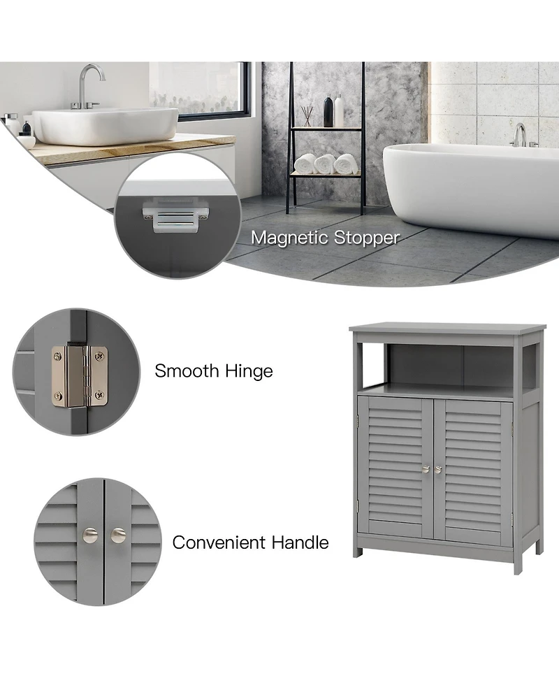 Volenca Wood Freestanding Bathroom Storage Cabinet with Double Shutter Door