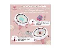 Sentro 40-Needle Knitting Machine - Pink | Make Scarves, Hats, Socks Fast | Includes Flat/Tube Key, Easy for Beginners & Kids