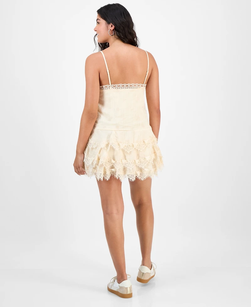 And Now This Women's Square-Neck Lace-Tiered Mini Dress, Macy's Exclusive