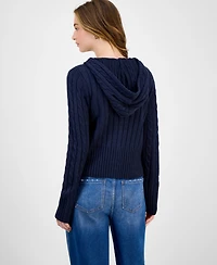 Hooked Up by Iot Juniors' Cable-Knit Zippered Hoodie