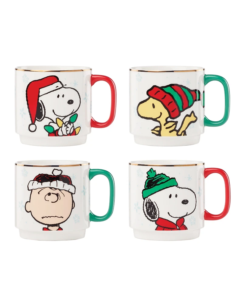 Lenox Snoopy Christmas Stackable Mugs, Set of 4