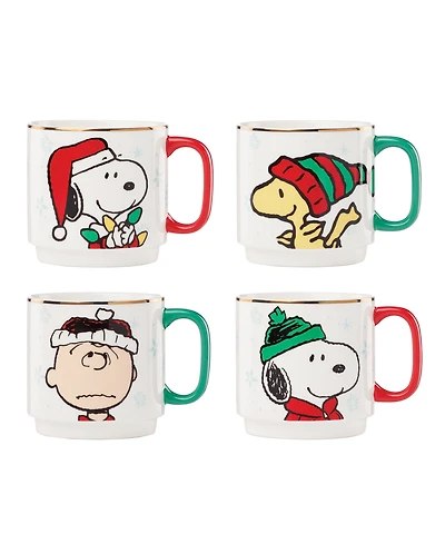 Lenox Snoopy Christmas Stackable Mugs, Set of 4