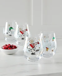 Lenox Snoopy Skating Christmas Tumblers, Set of 4