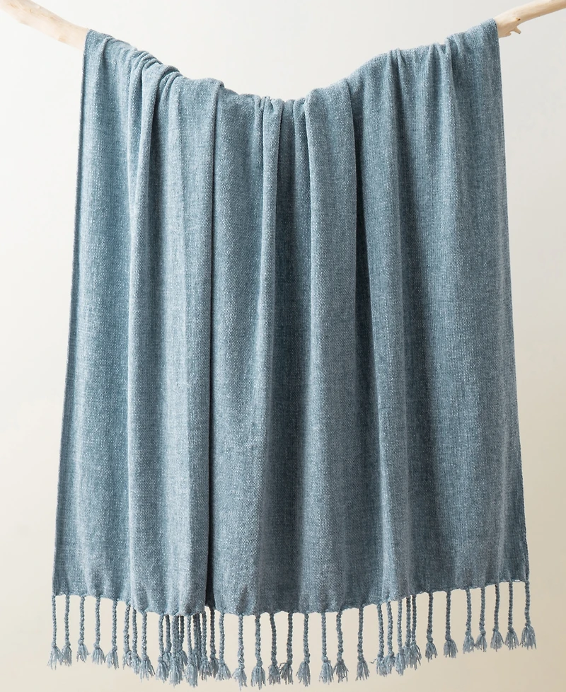 Battilo Lifestyle Chenille Throw with Fringe Tassels, 50" x 60"