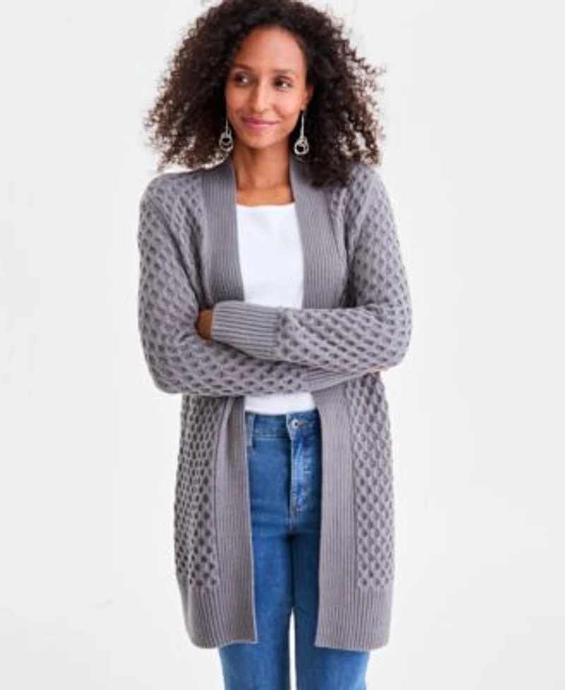 Style Co Womens Open Front Stitch Cardigan Sweater Macys Exclusive