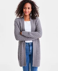 Style Co Womens Open Front Stitch Cardigan Sweater Macys Exclusive