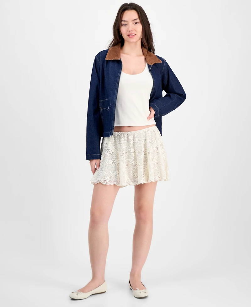 Celebrity Pink Juniors' Lace Pull-On Mini Skirt