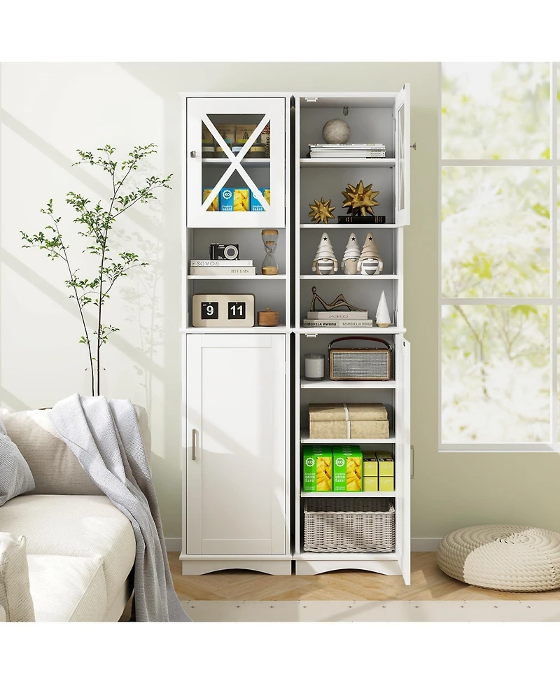 Volenca 67 Inch Tall Bathroom Cabinet Freestanding Storage Cabinet with 5 Adjustable Shelves