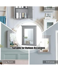 Wall Mount Bathroom Cabinet with One Mirror Single Door Adjustable Shelves Retro Handle