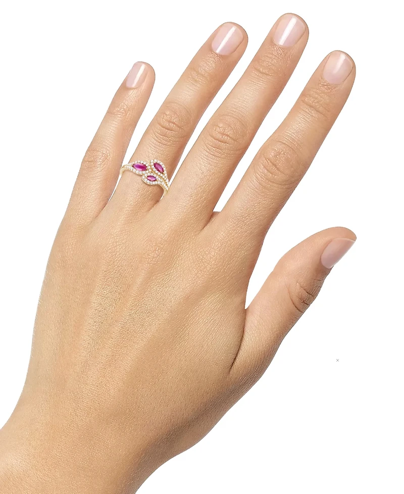 Gemstone (5/8 ct. t.w.) & Diamond (1/3 Multi-Stone Ring 14k Gold