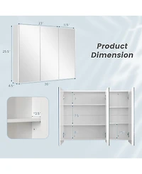 Volenca Frameless Bathroom Wall Mounted Mirror Cabinet with 3 Doors and Adjustable Shelves