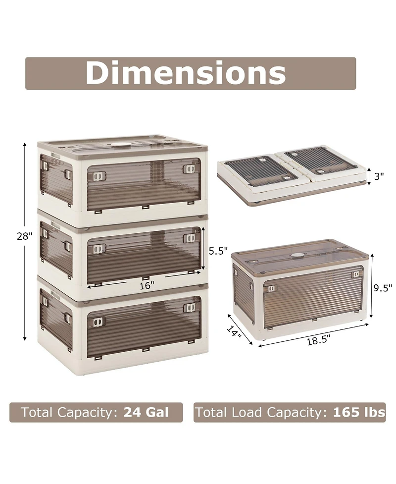 3-Pack Stackable Storage Bins with Lids with 5 Opening Ways