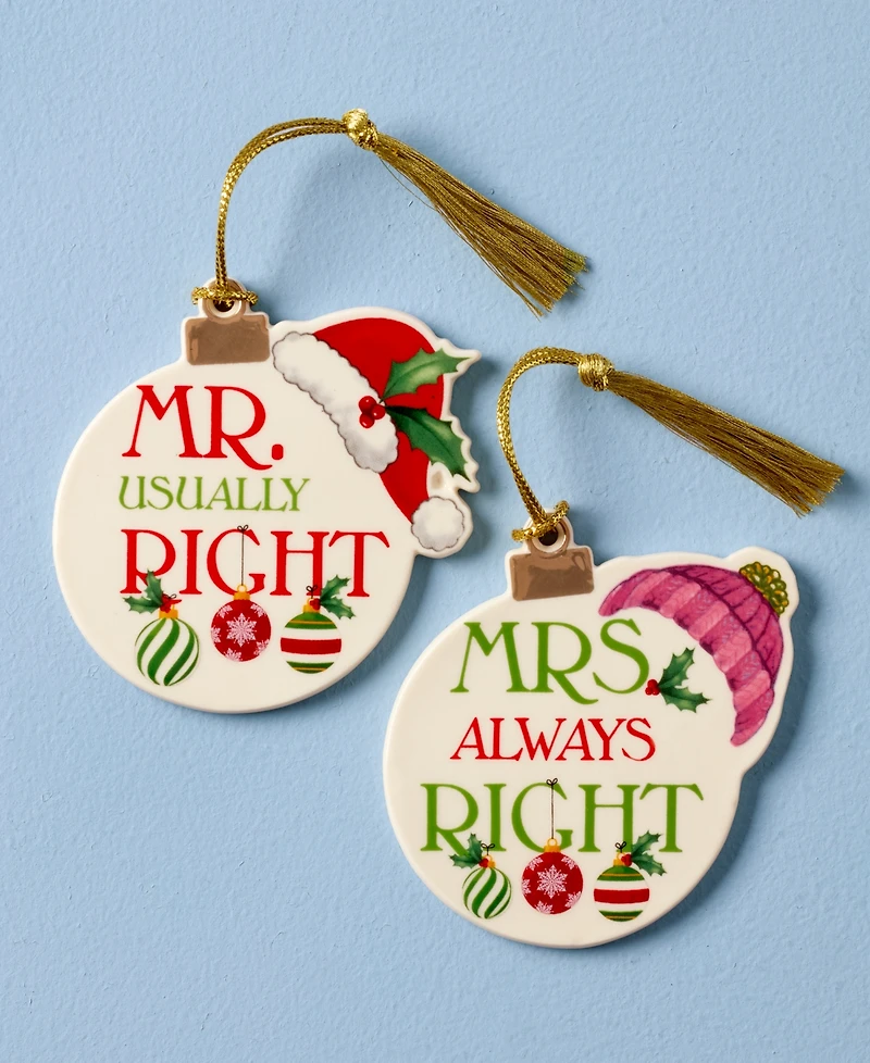 Lenox Mr. & Mrs. Ornaments, Set of 2