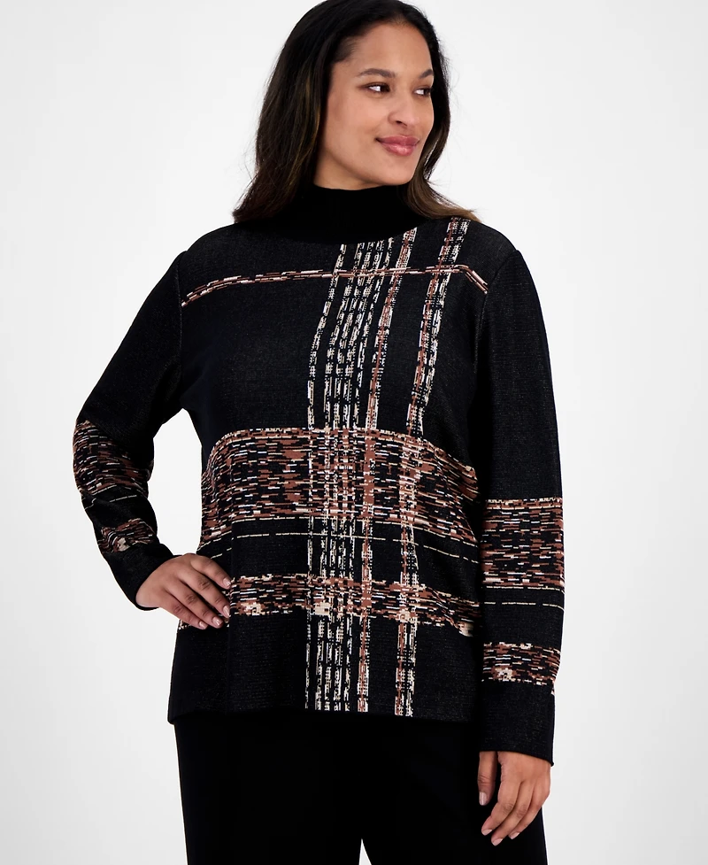 Anne Klein Plus Turtleneck Luxe-Stitch Sweater