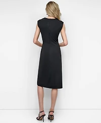 Dkny Women's Ruched Slit Sleeveless Knee-Length Dress