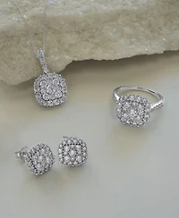 Wrapped In Love Diamond Halo Cluster Pendant Necklace Ring Stud Earrings Collection In 14k White Gold Exclusively At Macys