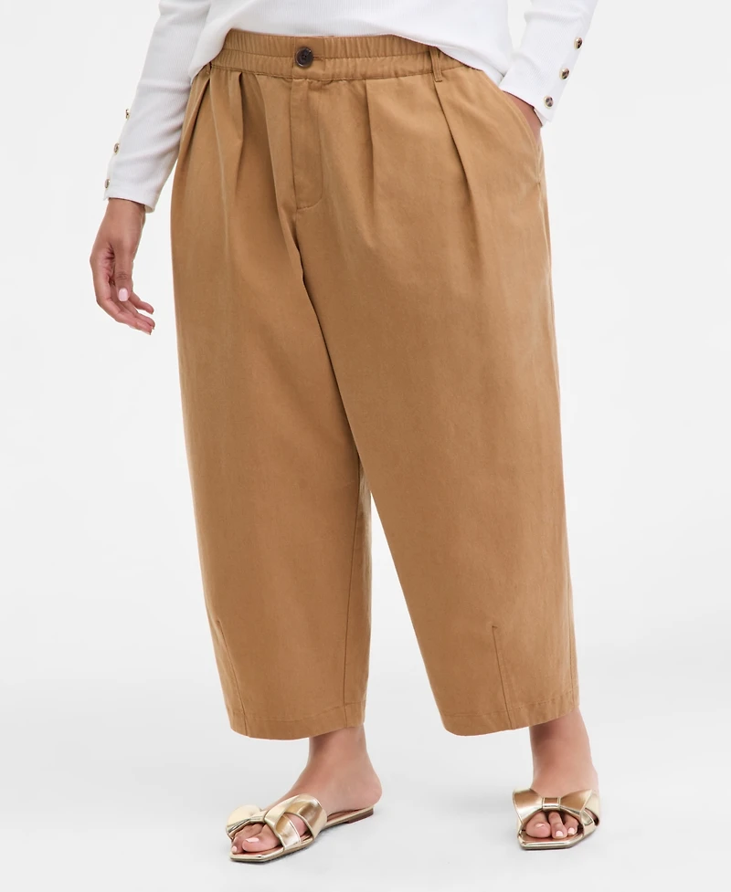 On 34th Trendy Plus High-Rise Pleated Barrel-Leg Pants, Macy's Exclusive