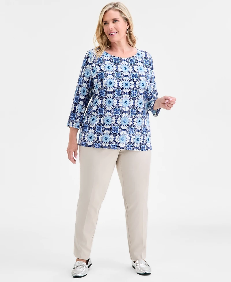 Jm Collection Plus Printed Jacquard Top, Macy's Exclusive