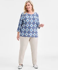 Jm Collection Plus Printed Jacquard Top, Macy's Exclusive