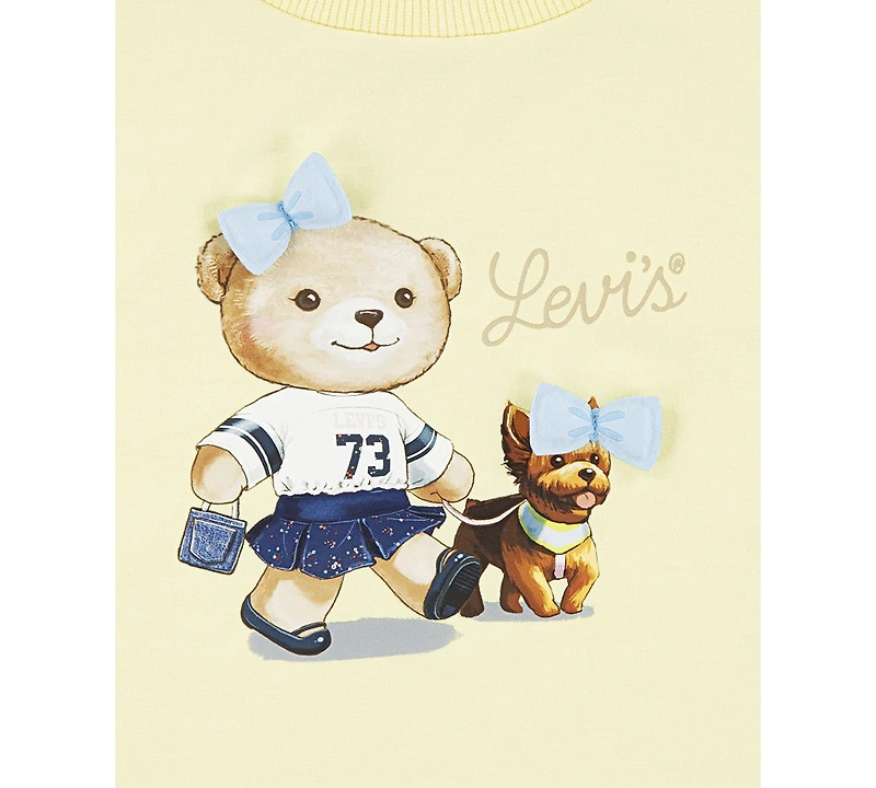 Levi's Baby Girls Bear Graphic Top and Wide-Leg Jeans, 2 Piece Set